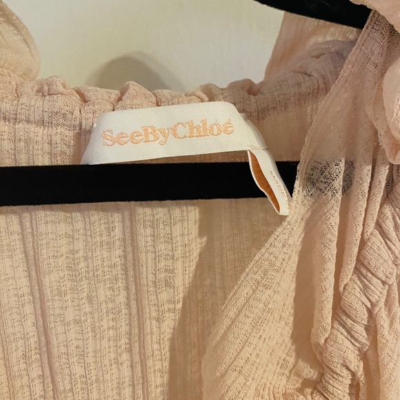 NWOT Oversized See by Chloe Light Pink Gauzy Tent Dress Size 2 - Picture 3 of 5